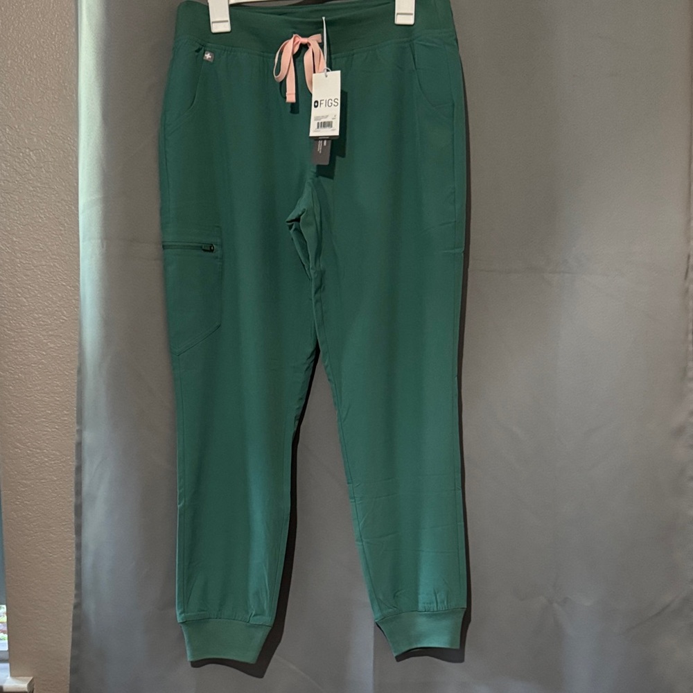 Figs Teal Jogger Pants with Pink Accents